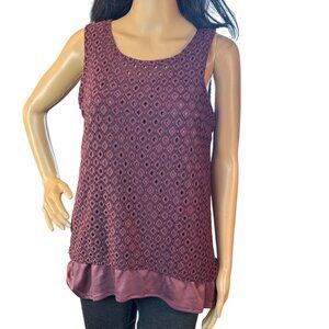Simply Vera Mixed Media Geo Lace Sleeveless Blouse‎ Size Medium